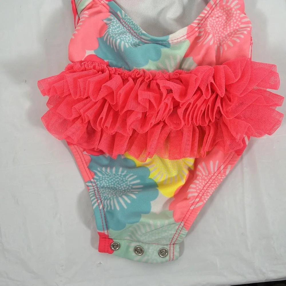 Cat‎ & Jack baby girl floral swimsuit 3-6 Mo pink tutu